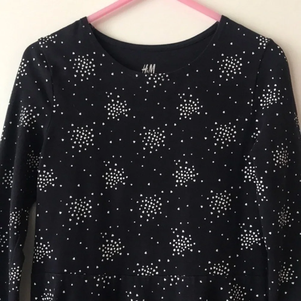 H&M Long Sleeve Dress Set Size 4/6 Black & Grey Polka Dots